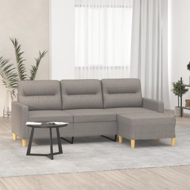 vidaXL Καναπές Τριθέσιος Taupe Υφασμάτινος με Υποπόδιο 198x77x80cm 1 τεμ.