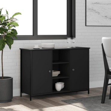 vidaXL Μπουφές Μαύρος 100x35x70cm από Επεξεργασμένο Ξύλο 1 τεμ.