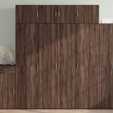 vidaXL Ραφιέρα με Ντουλάπια Καφέ Δρυς 80x42,5x225cm από Επεξ. Ξύλο 1 τεμ.