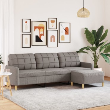 vidaXL Καναπές Τριθέσιος Taupe Υφασμάτινος με Υποπόδιο 226x77x80cm 1 τεμ.