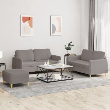 vidaXL Πολυθρόνες Σετ 3 τεμ. Taupe από Ύφασμα με Μαξιλάρια 70x55x41cm  Διθέσιος