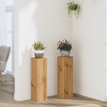 vidaXL Βάσεις Φυτών 2 τεμ. Αρτισιανή Δρυς 17x17x60 εκ. Επεξ. Ξύλο