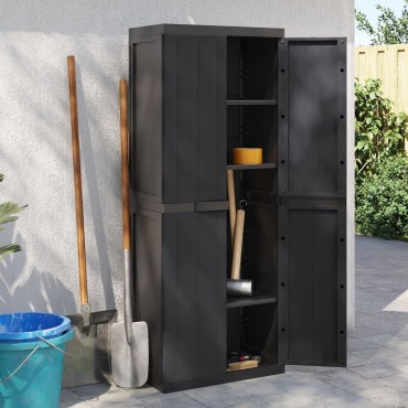 vidaXL Ντουλάπι Αποθ. Εξ. Χώρου Μαύρο 65x37x165cm Πολυπροπυλένιο 1 τεμ.