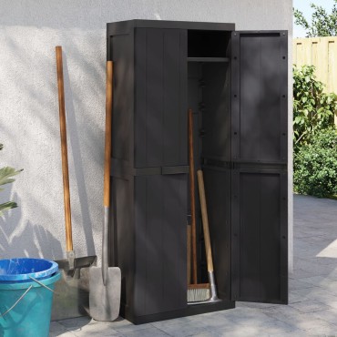 vidaXL Ντουλάπι Αποθ. Εξ. Χώρου Μαύρο 65x37x165cm Πολυπροπυλένιο 1 τεμ.