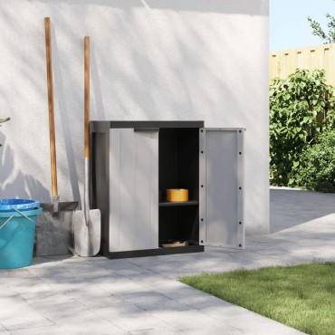 vidaXL Ντουλάπι Αποθ. Εξ. Χώρου Γκρι/Μαύρο 65x37x85cm Πολυπροπυλένιο 1 τεμ.