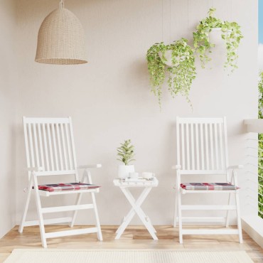 vidaXL Μαξιλάρια Καρέκλας 2 τεμ Κόκκινο Καρό 50x50x3cm Ύφασμα Oxford