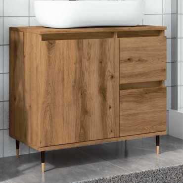 vidaXL Ντουλάπι Μπάνιου τεχνίτης Δρυς 65x33x60cm Επεξεργασμένο Ξύλο 1 τεμ.