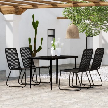 vidaXL Σετ Τραπεζαρίας Κήπου 5 τεμ. Μαύρο 140x70x74cm
