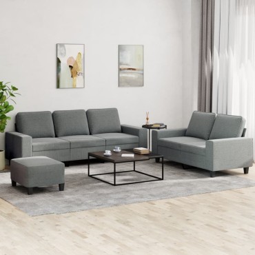 vidaXL Σετ Σαλονιού 3 τεμ. Σκούρο Γκρι Υφασμάτινο 154x77x80cm  Διθέσιος Τριθέσιος