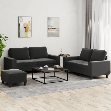 vidaXL Καναπέδες Σετ 3 τεμ. Μαύροι Υφασμάτινοι 154x77x80cm  Διθέσιος