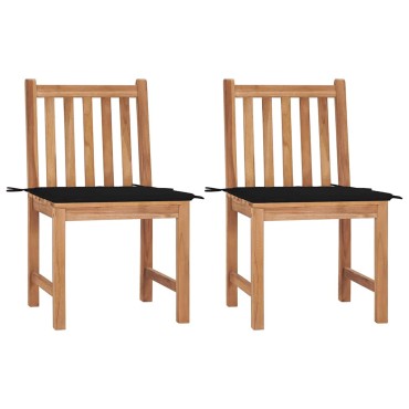 vidaXL Καρέκλες Κήπου 2 τεμ. από Μασίφ Ξύλο Teak με Μαξιλάρια 50x53x90cm
