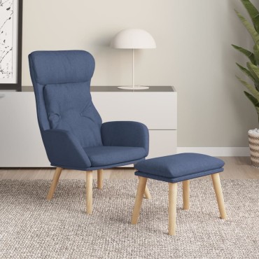 vidaXL Πολυθρόνα Relax Μπλε Υφασμάτινη με Υποπόδιο 70x77x94cm 1 τεμ.