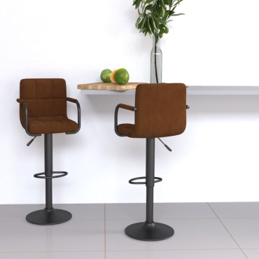 vidaXL Σκαμπό Μπαρ 2 τεμ. Καφέ Βελούδινα 48x47x(90-111)cm