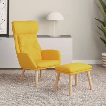 vidaXL Πολυθρόνα Relax Κίτρινη Μουσταρδί Υφασμάτινη με Υποπόδιο 70x77x94cm 1 τεμ.