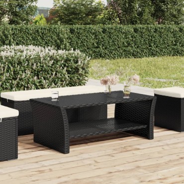 vidaXL Τραπεζάκι Σαλονιού Μαύρο 100x50x40cm από Συνθετικό Ρατάν 1 τεμ.