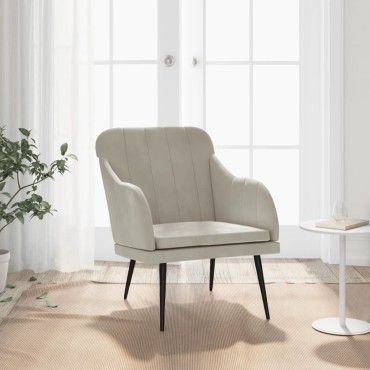 vidaXL Πολυθρόνα Ανοιχτό Γκρι 63x76x80cm Βελούδινη 1 τεμ.