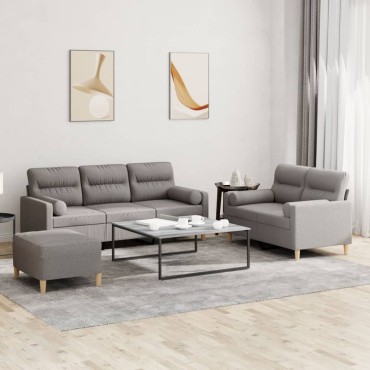 vidaXL Σετ Σαλονιού 3 τεμ. Taupe από Ύφασμα 138x77x80cm  Διθέσιος Τριθέσιος