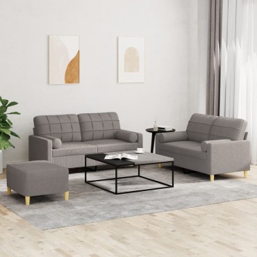 vidaXL Σετ Σαλονιού 3 τεμ. Taupe από Ύφασμα 138x77x80cm  Διθέσιος