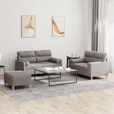 vidaXL Σετ Σαλονιού 3 τεμ. Taupe από Ύφασμα 138x77x80cm  Διθέσιος