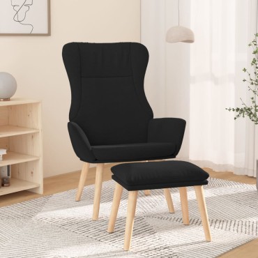 vidaXL Πολυθρόνα Relax Μαύρο Υφασμάτινη με Υποπόδιο 70x77x94cm 1 τεμ.