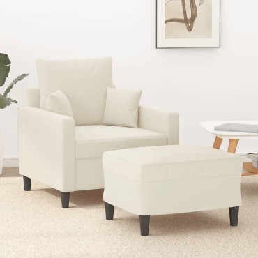 vidaXL Πολυθρόνα Κρεμ Βελούδινη με Υποπόδιο 78x77x80cm 1 τεμ. Γωνιακός