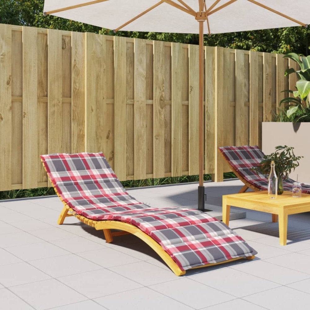 vidaXL Μαξιλάρι Ξαπλώστρας Κόκκινο Καρό 200x70x3cm από Ύφασμα Oxford