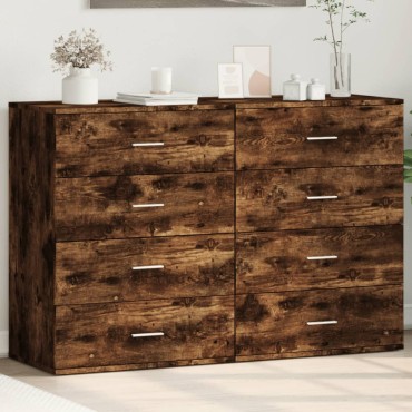 vidaXL Βοηθητικά Ντουλάπια 2 τεμ. Καπνιστή Δρυς 60x39x80cm Επεξ. Ξύλο