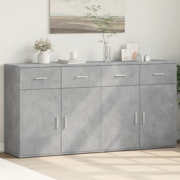 vidaXL Βοηθητικά Ντουλάπια 2 τεμ. Σκυροδέματος 79x38x80cm Επεξ. Ξύλο