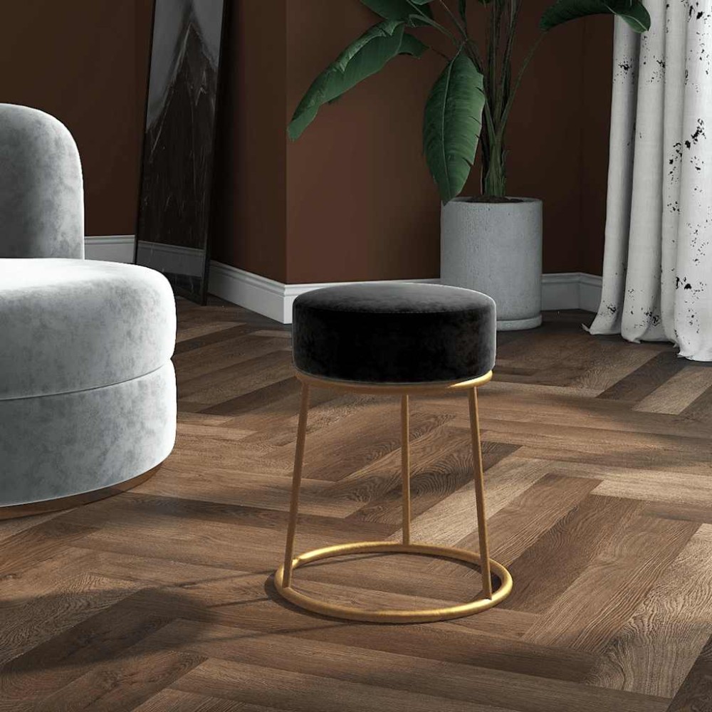 vidaXL Στρογγυλό Σκαμπό Hocker Μαύρο Βελούδινο 30x38cm