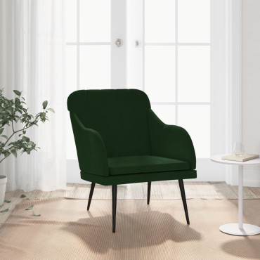 vidaXL Πολυθρόνα Σκούρο Πράσινο 63x76x80cm Βελούδινη 1 τεμ.