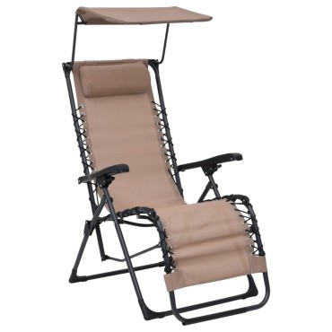 vidaXL Σεζλόνγκ Πτυσσόμενη Taupe από Textilene 61x88x107,5cm 1 τεμ.