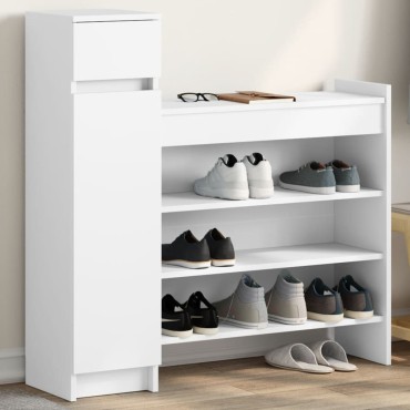 vidaXL Παπουτσοθήκη Λευκή 100,5x28x100cm από Επεξεργασμένο Ξύλο