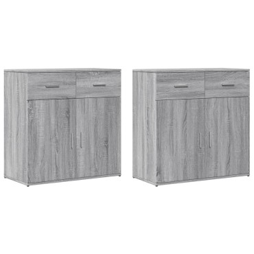 vidaXL Βοηθητικά Ντουλάπια 2 τεμ. Γκρι Sonoma 79x38x80cm Επεξ. Ξύλο