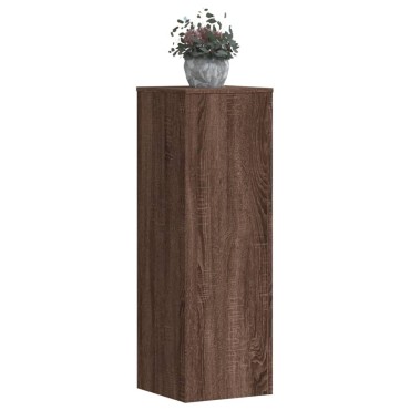 vidaXL Βάσεις Φυτών 2 Τεμ. Καφέ Δρυς 33x33x100 εκ. Επεξεργασμένο Ξύλο