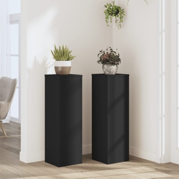 vidaXL Βάσεις Φυτών 2 τεμ. Μαύρες 25x25x80 εκ. από Επεξεργασμένο Ξύλο