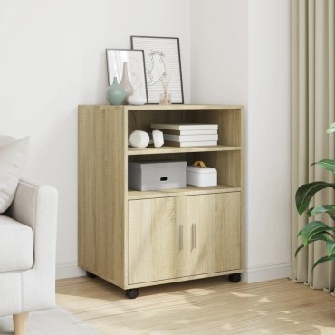 vidaXL Ντουλάπι Τροχήλατο Sonoma Δρυς 60x48x81cm από Επεξ. Ξύλο 1 τεμ.
