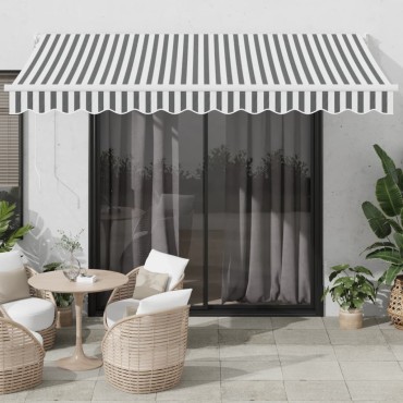 vidaXL Τέντα Πτυσσόμενη Ανθρακί και Λευκή 3,5x2,5μ. Ύφασμα / Αλουμίνιο