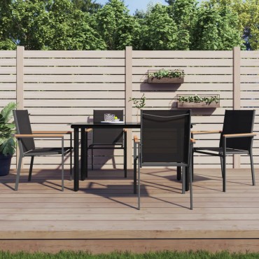 vidaXL Καρέκλες Κήπου 4 τεμ. Μαύρες 55x61,5x90cm από Textilene/Ατσάλι