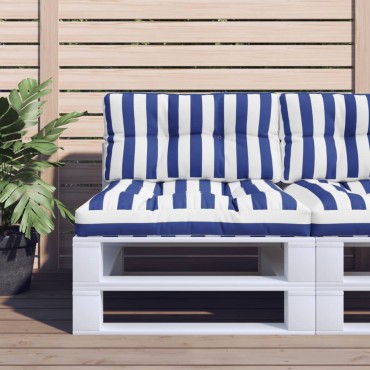 vidaXL Μαξιλάρι Παλέτας Μπλε & Λευκό Ριγέ 80x40x12cm Υφασμάτινο