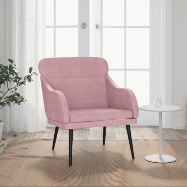 vidaXL Πολυθρόνα Ροζ 63x76x 80cm Βελούδινη 1 τεμ.
