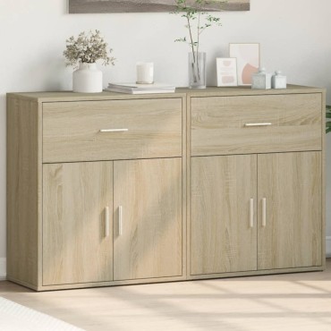 vidaXL Βοηθητικά Ντουλάπια 2 τεμ. Sonoma Δρυς 60x31x70cm Επεξ. Ξύλο
