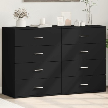 vidaXL Βοηθητικά Ντουλάπια 2 τεμ. Μαύρη 60x39x80cm Επεξεργ. Ξύλο