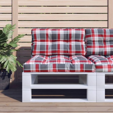 vidaXL Μαξιλάρι Παλέτας Κόκκινο Καρό 80x40x12cm Υφασμάτινο