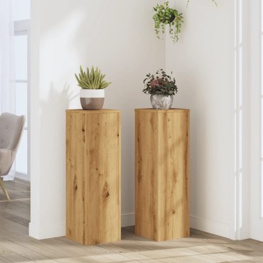 vidaXL Βάσεις Φυτών 2 τεμ. Αρτισιανή Δρυς 25x25x80 εκ. Επεξ. Ξύλο