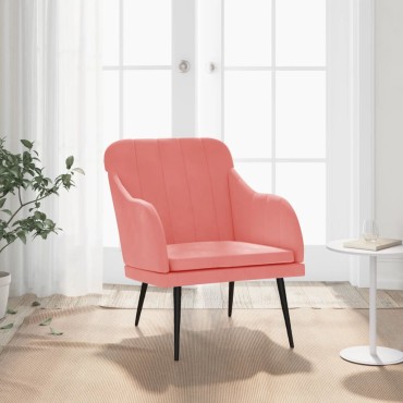vidaXL Πολυθρόνα Ροζ 63x76x 80cm Βελούδινη 1 τεμ.