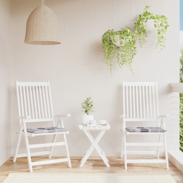vidaXL Μαξιλάρια Καρέκλας 2τεμ Γκρι Καρό 40x40x3cm Ύφασμα Oxford