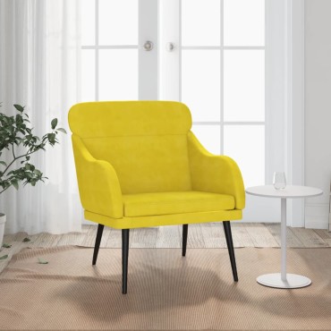 vidaXL Πολυθρόνα Κίτρινη 63x76x 80cm Βελούδινη 1 τεμ.