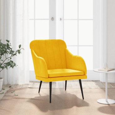 vidaXL Πολυθρόνα Κίτρινη 63x76x 80cm Βελούδινη 1 τεμ.