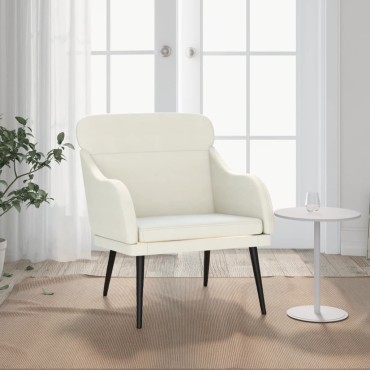 vidaXL Πολυθρόνα Κρεμ 63x76x80cm Βελούδινη 1 τεμ.