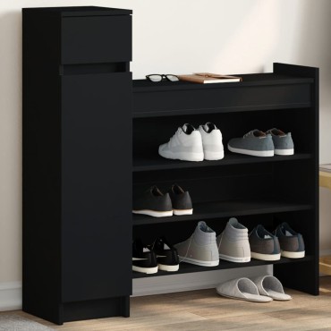 vidaXL Παπουτσοθήκη Μαύρη 100,5x28x100cm από Επεξεργασμένο Ξύλο